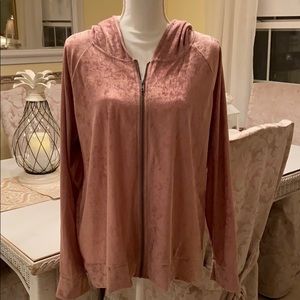 City Streets hoodie pinkish mauve zip front